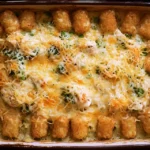 Chicken Alfredo Tater Tot Casserole