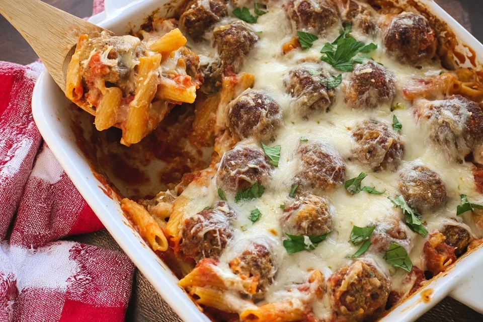 Dump and Bake Meatball Casserole