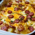 Kielbasa Sausage Cheesy Potato Casserole
