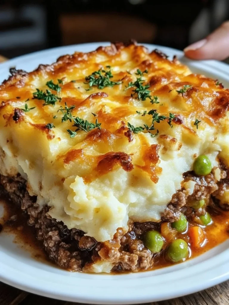 Easy Shepherd's Pie Casserole topped with creamy mashed potatoes