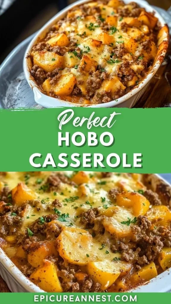 Delicious Hobo Casserole with layers of meat and vegetables
