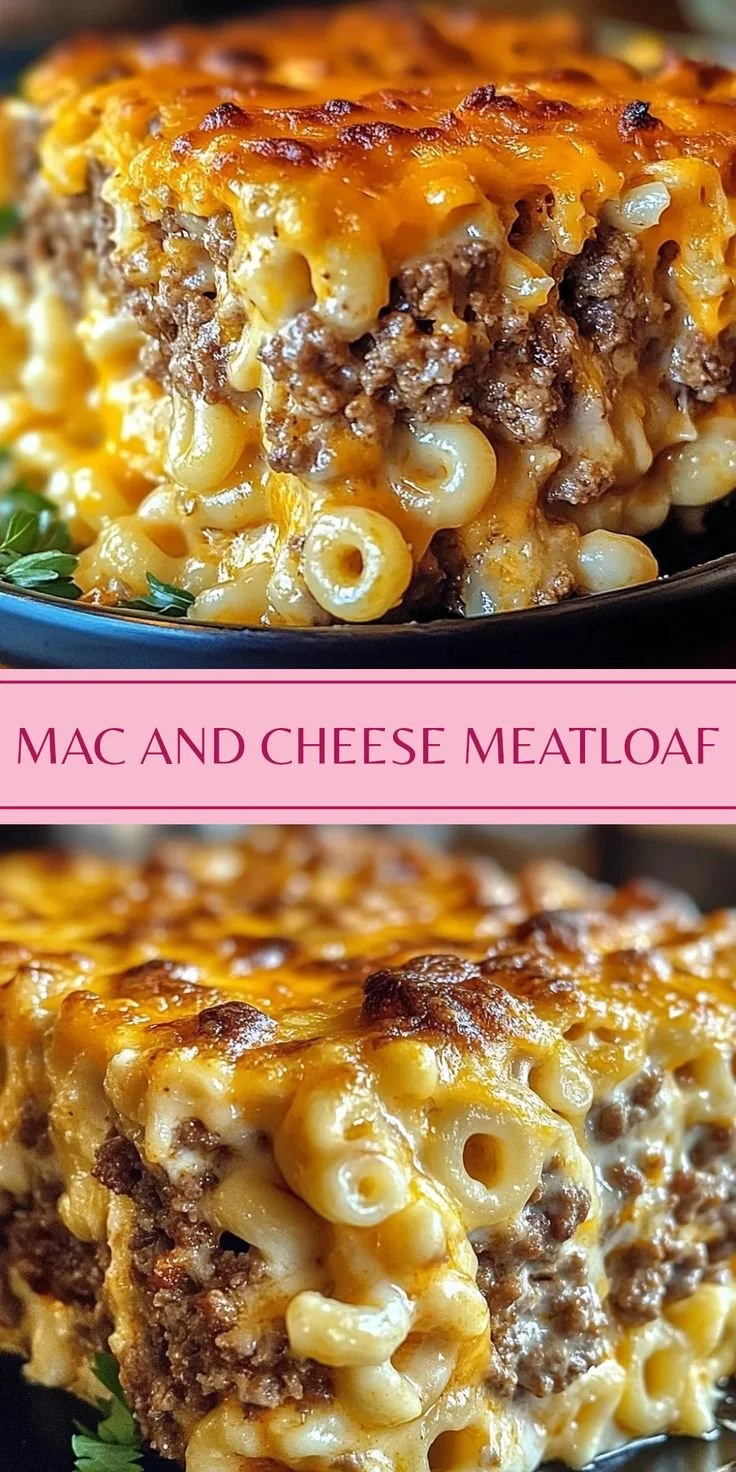 Delicious macaroni and cheese meatloaf casserole baked to perfection