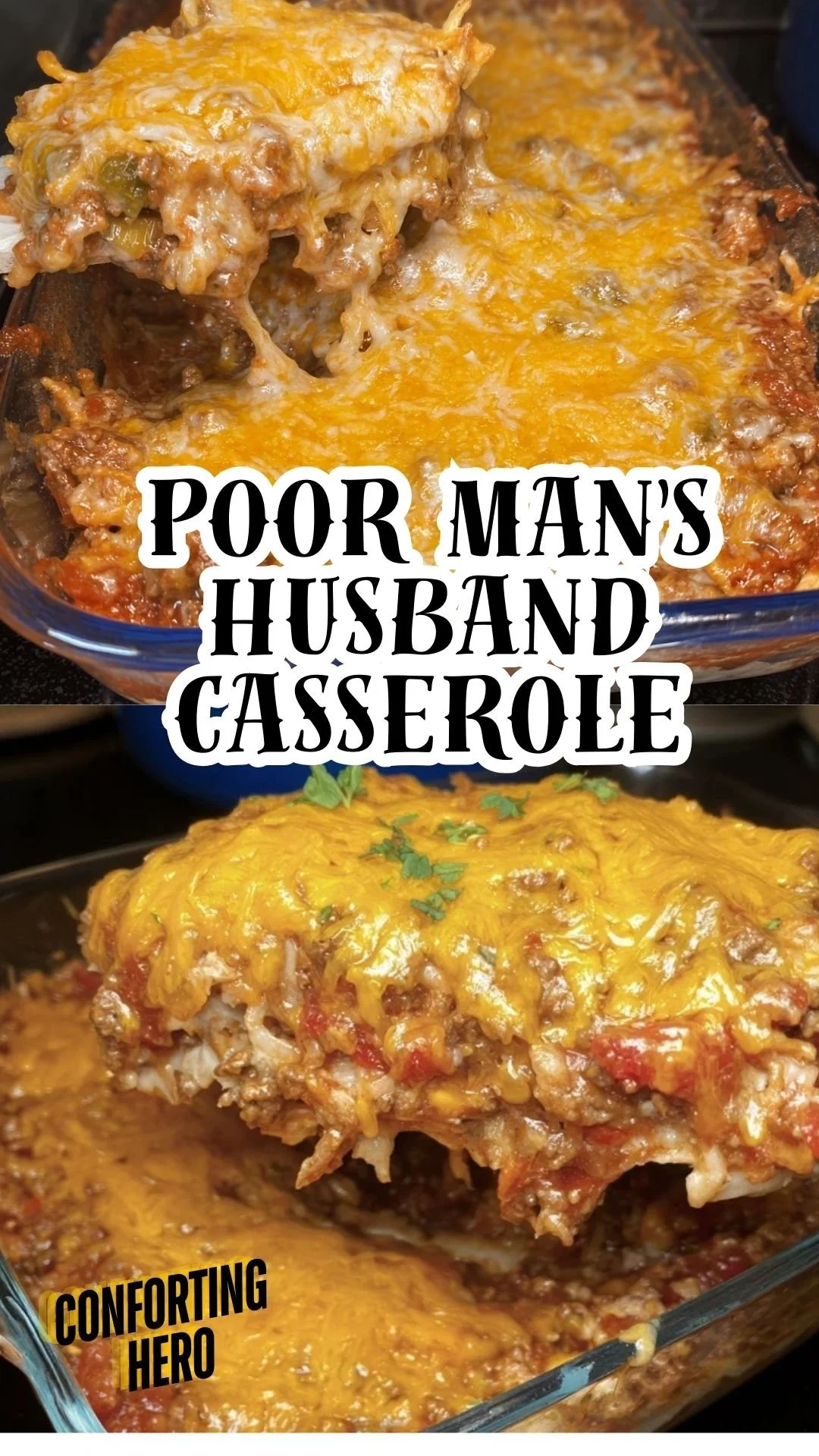 Delicious Poor Man's Husband Casserole served in a baking dish