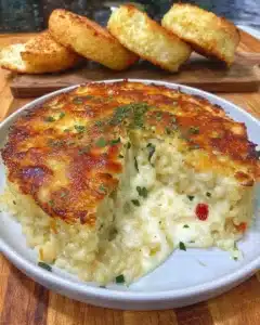 3-Ingredient Baked Cheese-and-Rice Casserole served on a plate