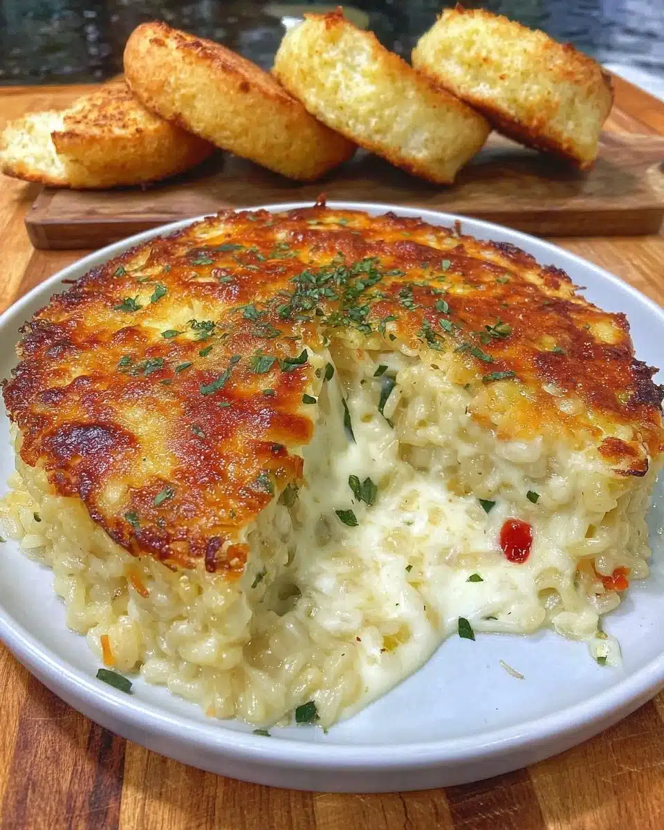3-Ingredient Baked Cheese-and-Rice Casserole served on a plate