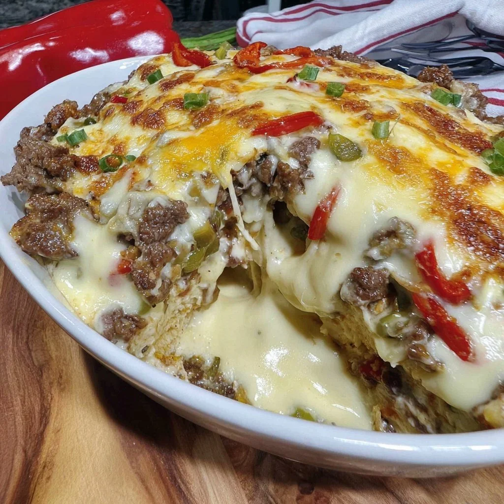 Low Carb Philly Cheesesteak Casserole