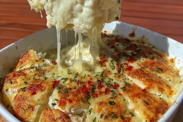 Oven-Baked 4-Ingredient Chicken Alfredo Bake