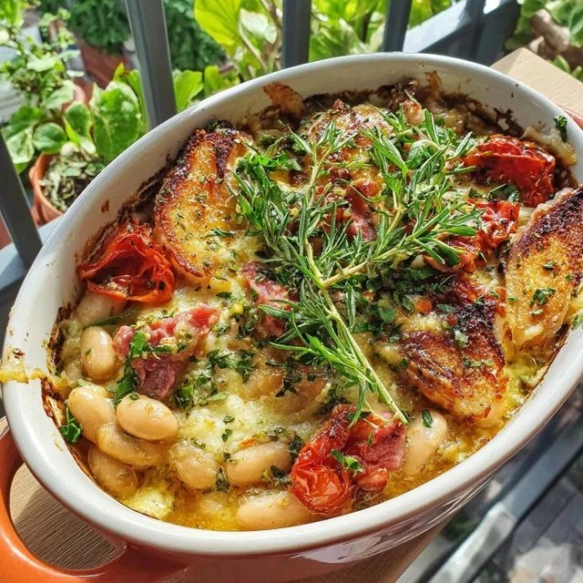 Baked Ham and White Bean Casserole with Herbs