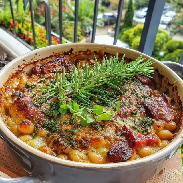 Baked Ham and White Bean Casserole with Herbs