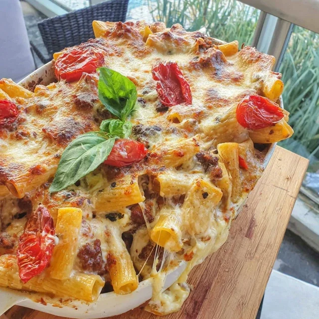 Baked Rigatoni Casserole with Sausage and Ricotta