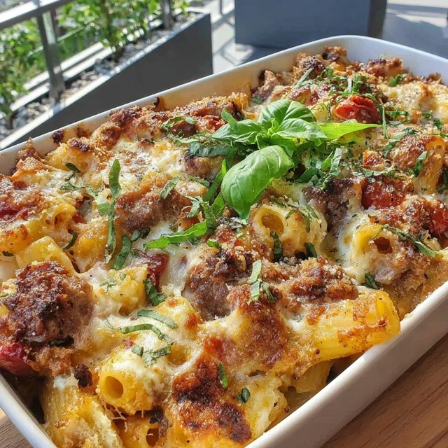 Baked Rigatoni Casserole with Sausage and Ricotta