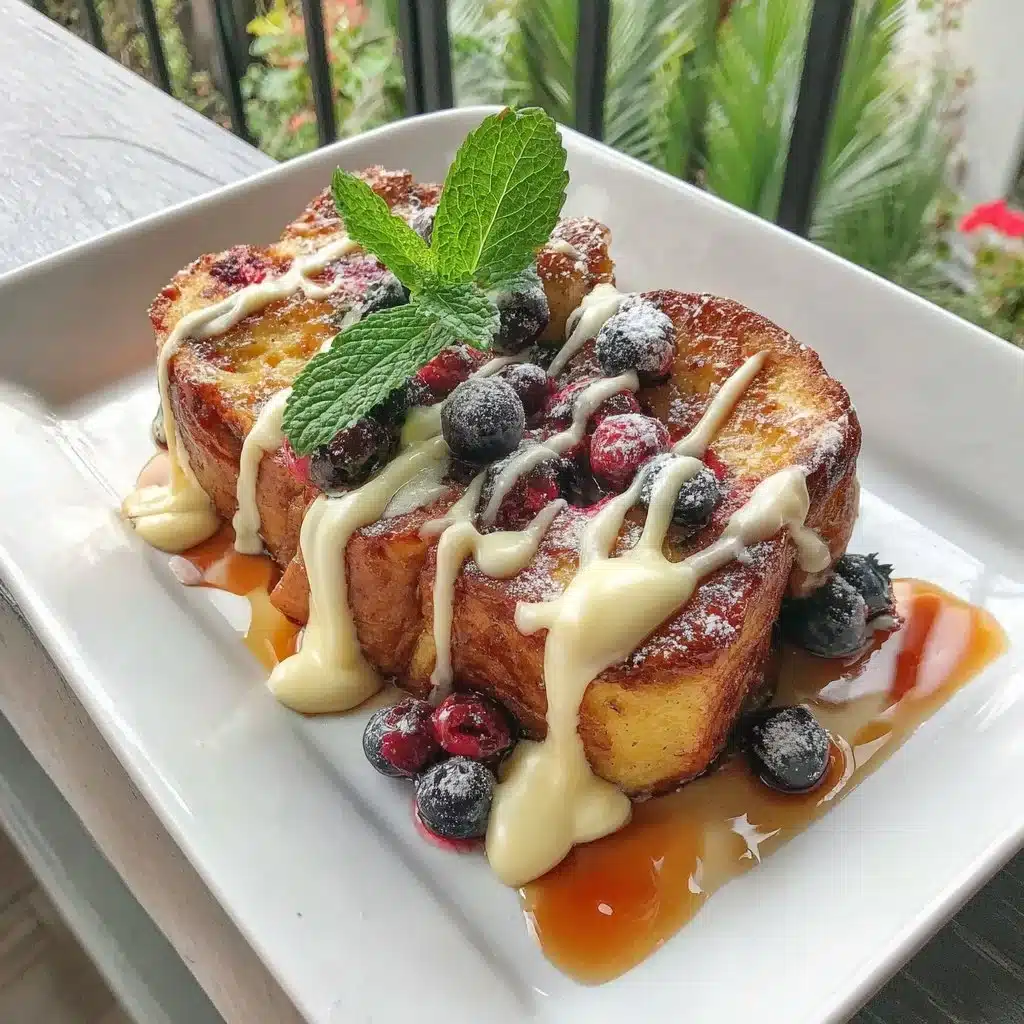 Delicious Blueberry French Toast Casserole topped with fresh blueberries
