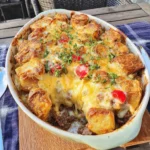Cheesy Ground Beef and Potato Bake with Cheddar