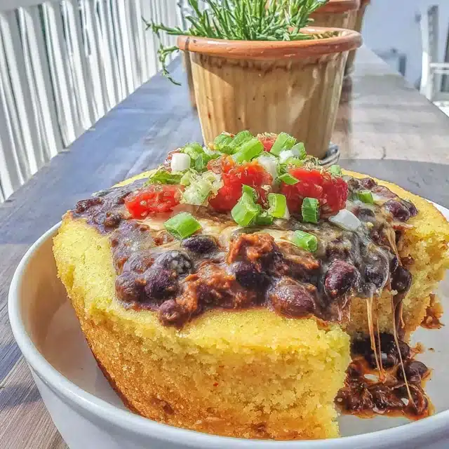 Chipotle Chicken and Black Bean Casserole with Cornbread Crust