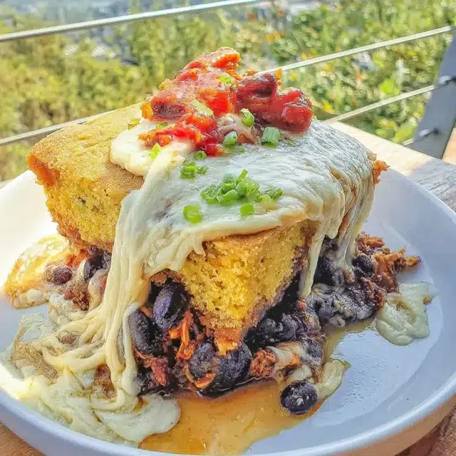 Chipotle Chicken and Black Bean Casserole with Cornbread Crust