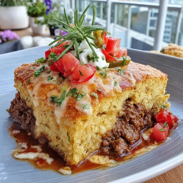 Cinco de Mayo Ground Beef and Jalapeño Casserole with Cornbread Top