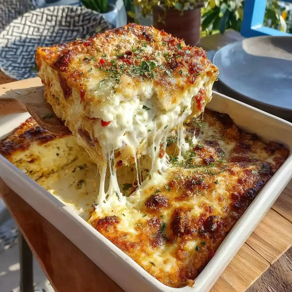 Delicious Cottage Cheese Lasagna Casserole baked and ready to serve.