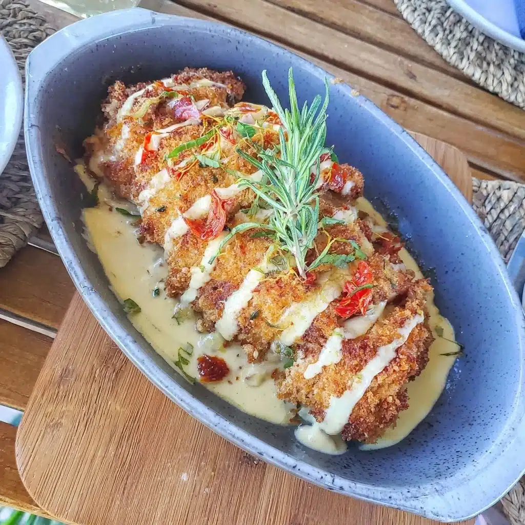Crispy Panko Chicken Casserole with Preserved Lemon Sauce