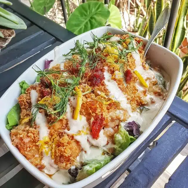 Crispy Panko Chicken Casserole with Preserved Lemon Sauce