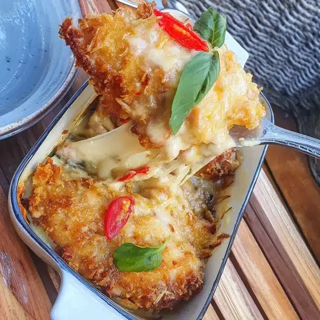 Crispy Panko Chicken Casserole with Preserved Lemon Sauce