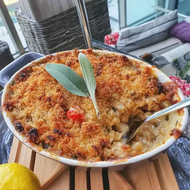 Crispy Panko Chicken Casserole with Preserved Lemon Sauce