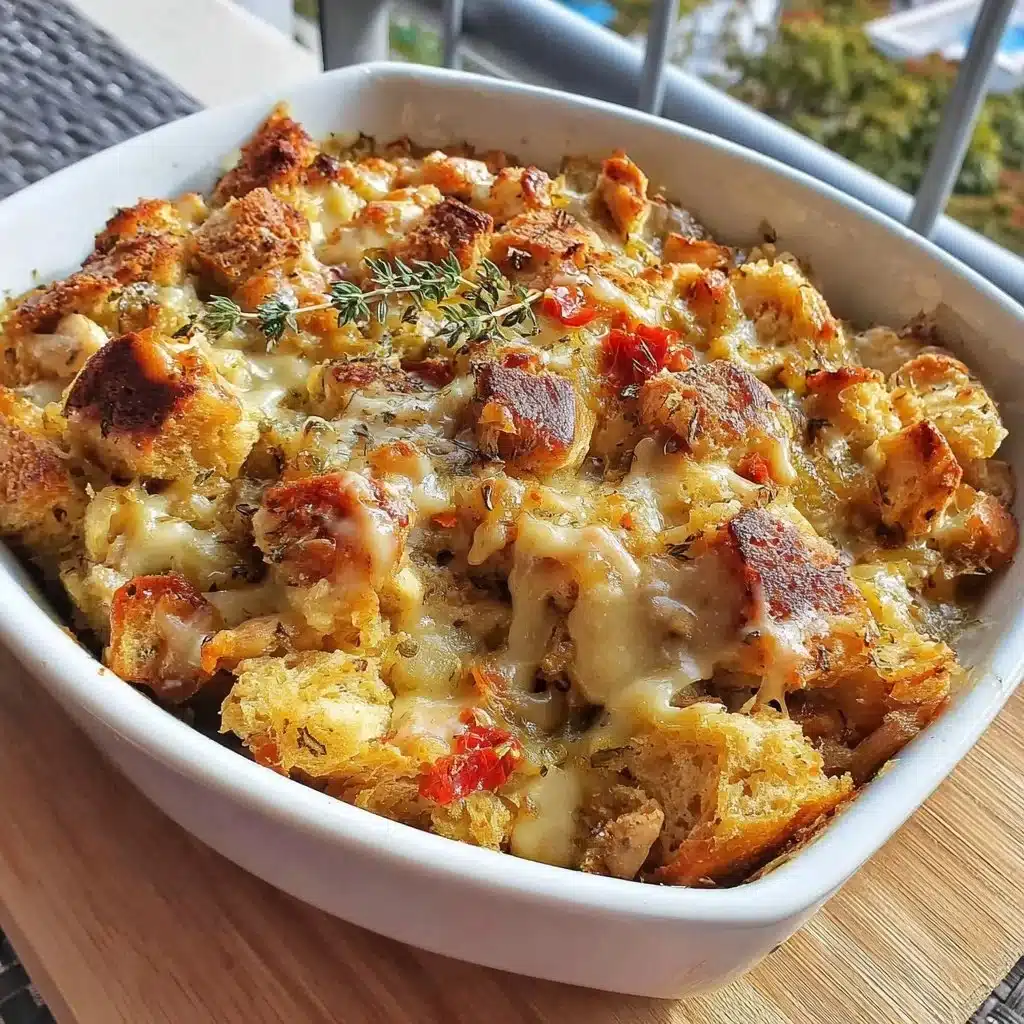 Delicious Dump and Go Chicken and Stuffing Casserole ready to serve