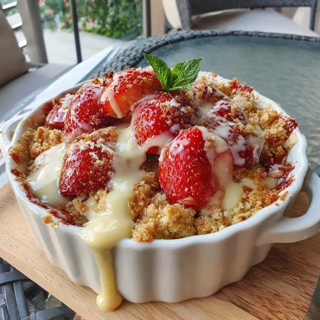 Easy Strawberry Crumb Casserole Dessert