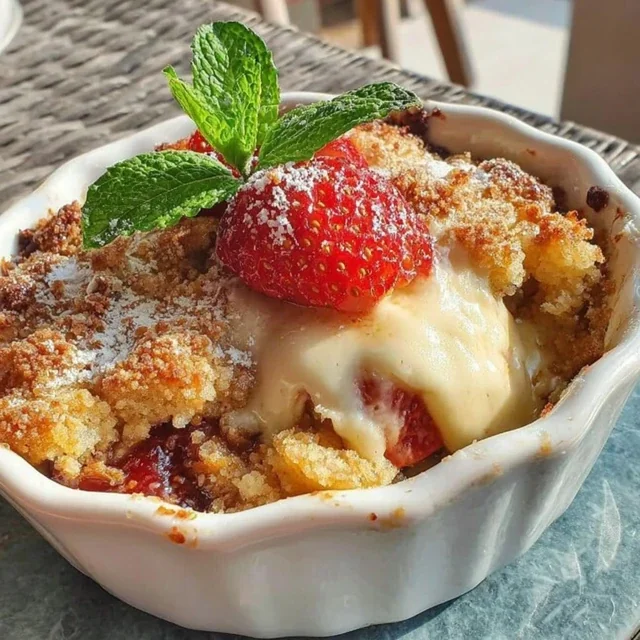Easy Strawberry Crumb Casserole Dessert