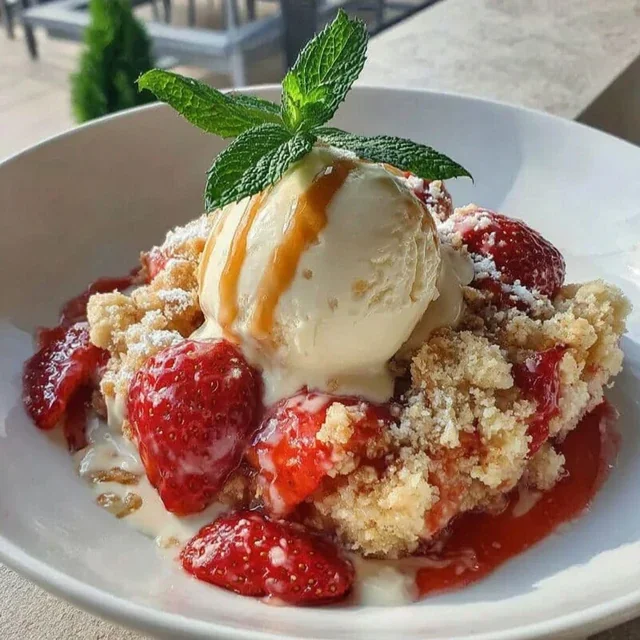 Easy Strawberry Crumb Casserole Dessert