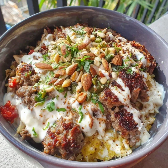 High-Protein Ground Beef Bowl with Creamy Cottage Cheese Sauce