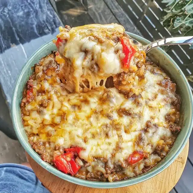 Korean Kimchi and Ground Beef Rice Casserole