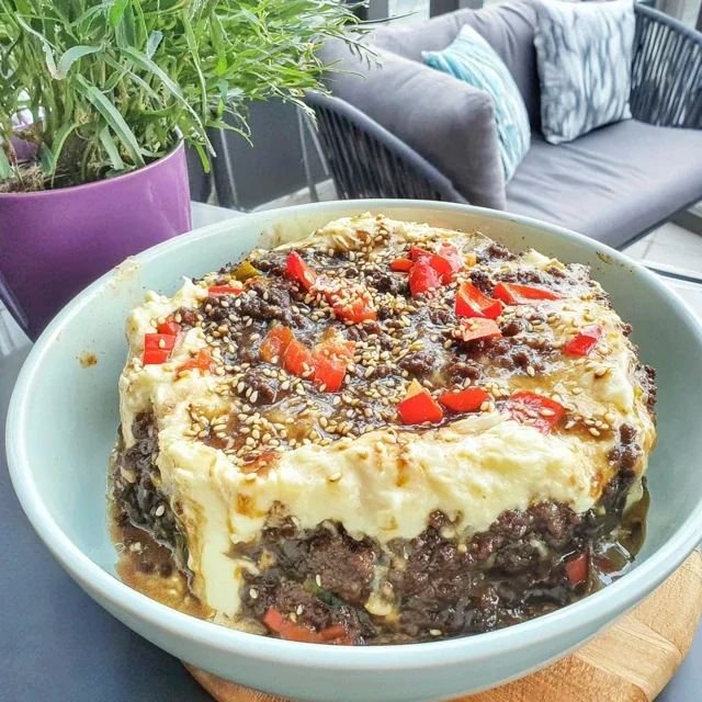 Korean-Style Ground Beef Casserole with Sesame and Soy Sauce
