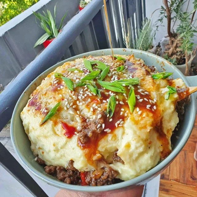 Korean-Style Ground Beef Casserole with Sesame and Soy Sauce
