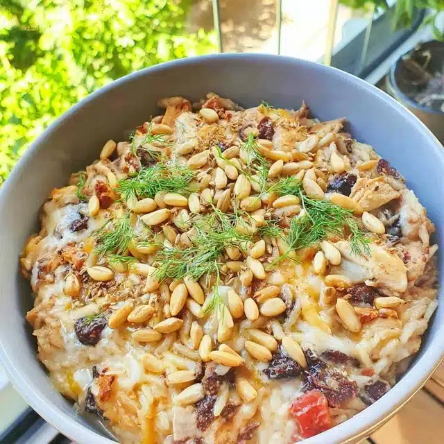 Lebanese Chicken and Rice Casserole with Pine Nuts and Allspice