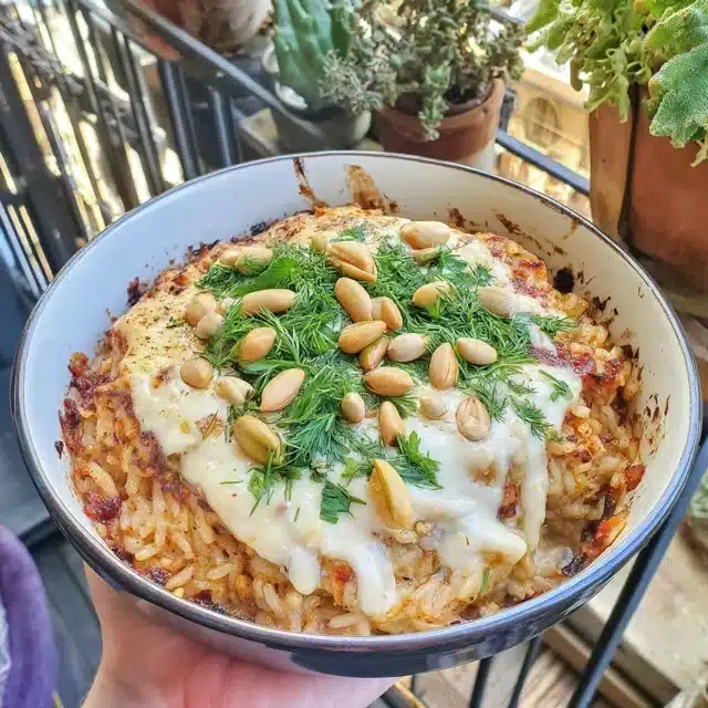 Lebanese Chicken and Rice Casserole with Pine Nuts and Allspice