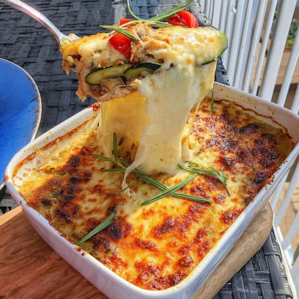 Low-Carb Chicken and Zucchini Casserole with a Crispy Top for healthy meals
