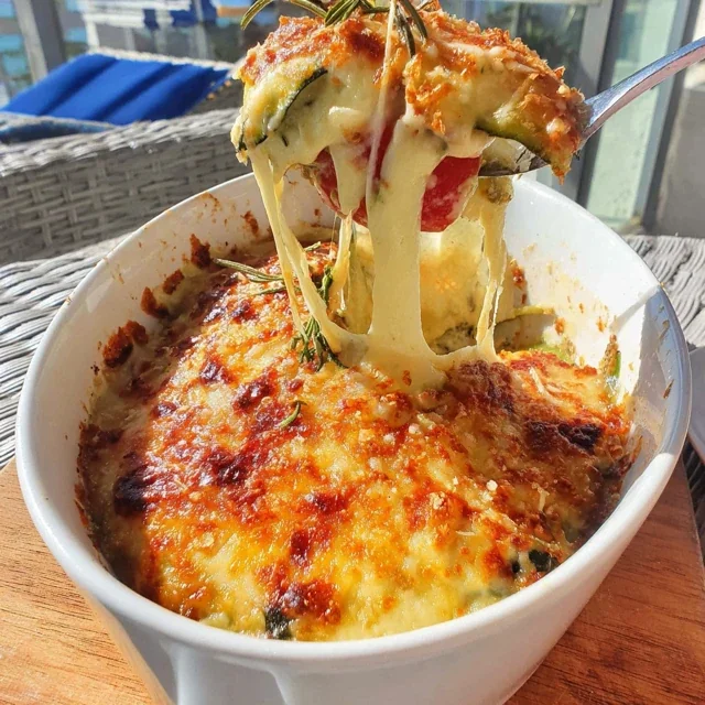 Low-Carb Chicken and Zucchini Casserole with Crispy Top