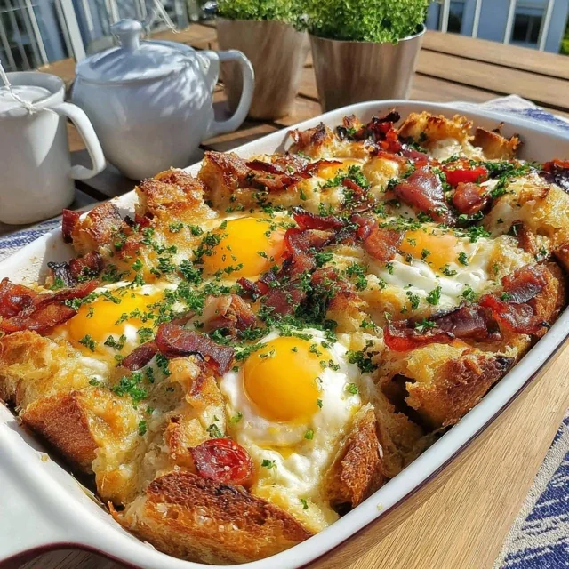 Make-Ahead Croissant Breakfast Casserole for Spring Brunch