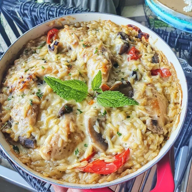 One Pan Chicken and Mushroom Rice Casserole