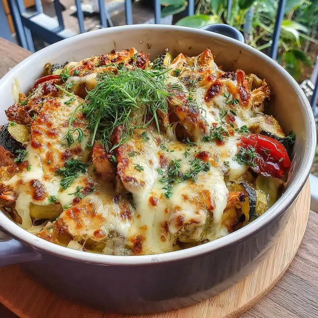 Delicious pickle brined chicken casserole bowl with toppings