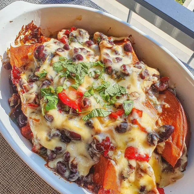 Roasted Sweet Potato and Black Bean Casserole