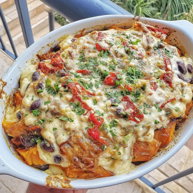 Roasted Sweet Potato and Black Bean Casserole