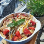 Spring Strawberry Crumble Dessert Casserole with Buttery Topping
