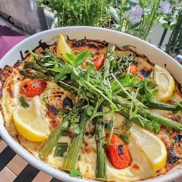 Spring Vegetable and Lemon Ricotta Casserole
