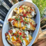 Twice Baked Potato Casserole with Cheddar and Sour Cream