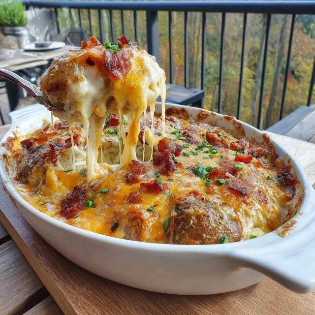 Twice Baked Potato Casserole with Cheddar and Sour Cream