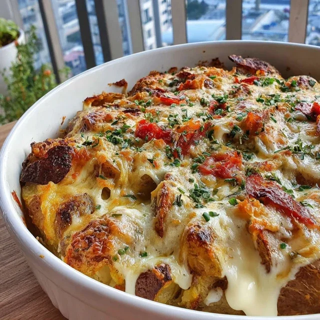 Twice Baked Potato Casserole with Cheddar and Sour Cream