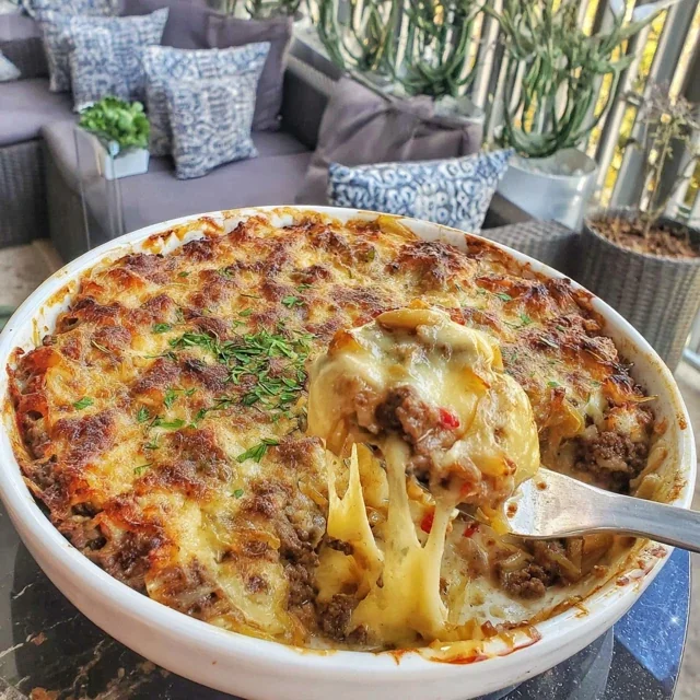 Beef Tallow Ground Beef Casserole with Caramelized Onions