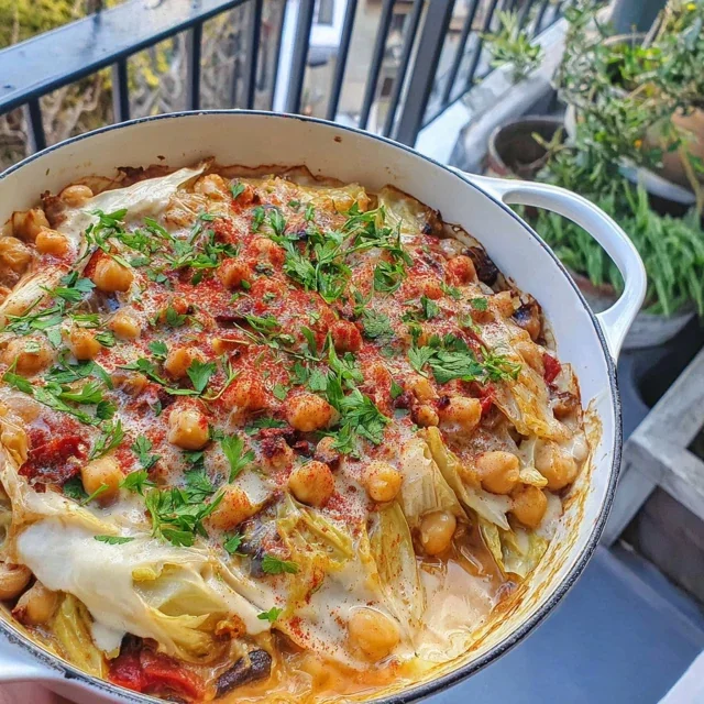 Braised Cabbage and Chickpea Casserole with Smoked Paprika