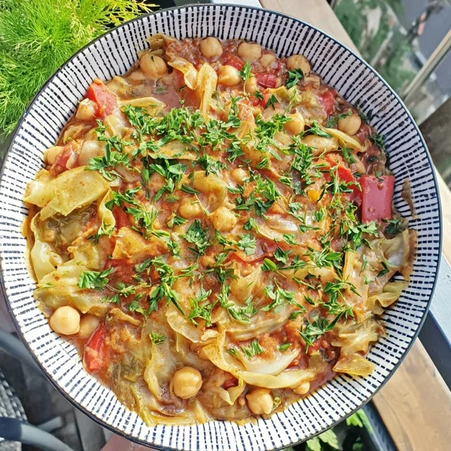 Braised Cabbage and Chickpea Casserole with Smoked Paprika